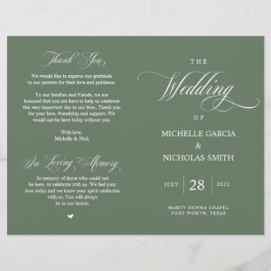 Rustic Forest Sage Green, Programa de Casamento do