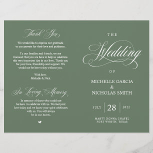 Rustic Forest Sage Green, Programa de Casamento do