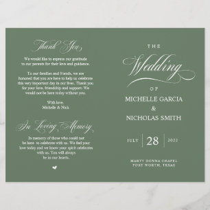 Rustic Forest Sage Green, Programa de Casamento do