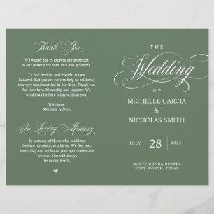 Rustic Forest Sage Green, Programa de Casamento do