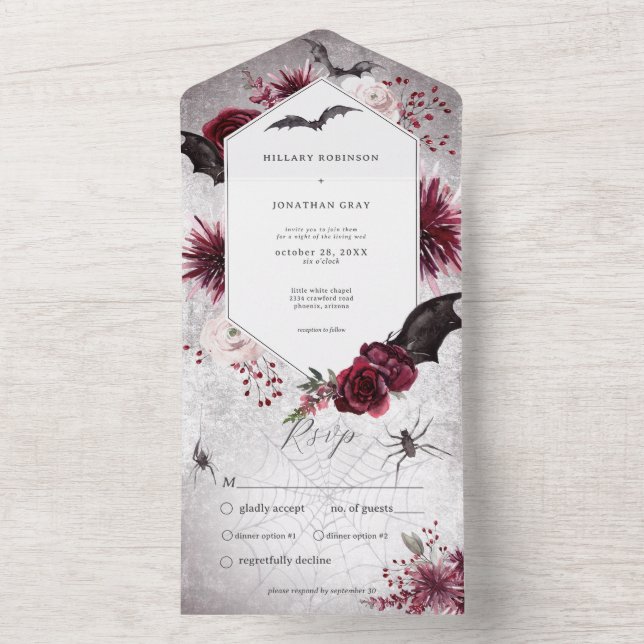 Rustic Gótica Black & Burgundy Halloween PERSONALI (Interno)