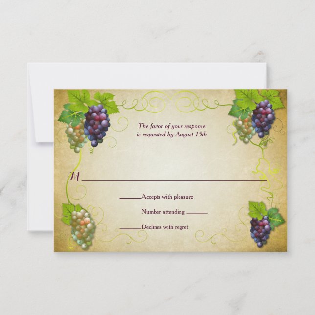 Rustic Grapevine Vineyard Casamento Reply RSVP (Frente)