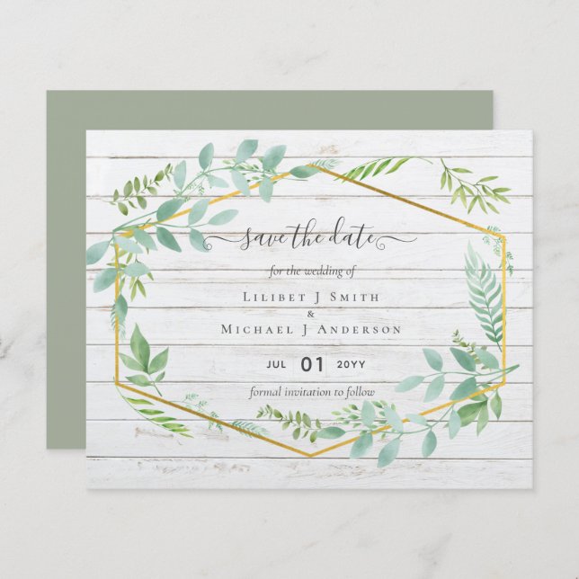 Rustic Greenery sobre Casamento do Orçamento da Ma (Frente/Verso)