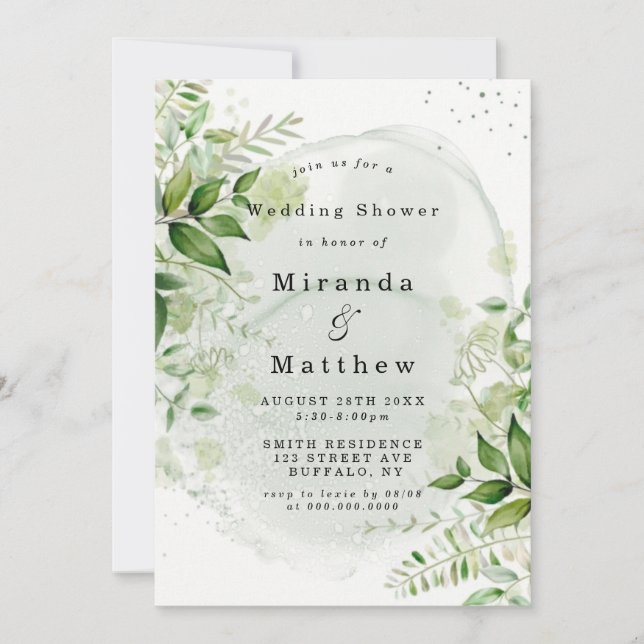 Rustic Greenery Vineyard Chá de casamento Invites (Frente)