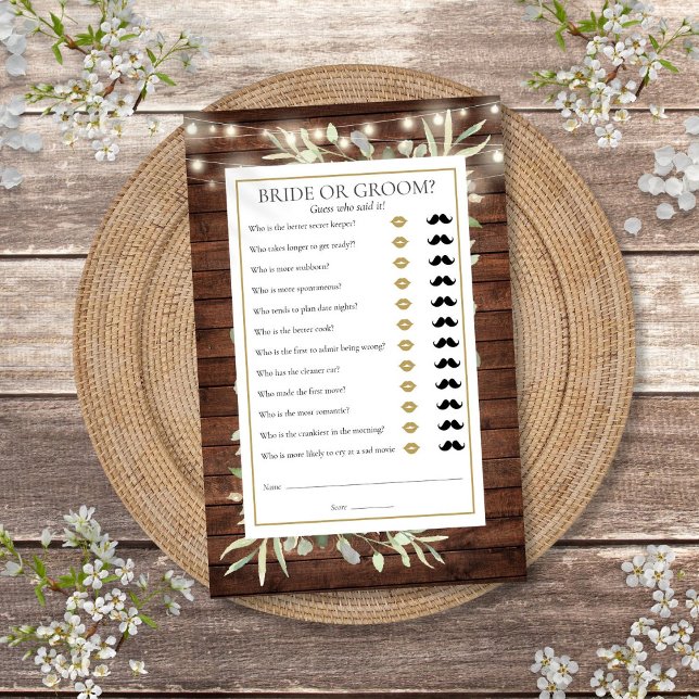 Rustic Guess Who Greenere Jogo de Chá de panela (Rustic Guess Who Greenery Bridal Shower Game)