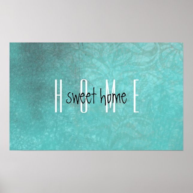 Rustic Home Sweet Home Teal Poster (Frente)