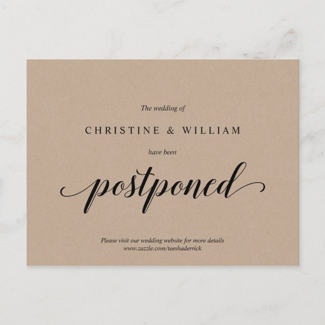 Rustic Kraft,, Convite de Casamento Adiado (Frente)