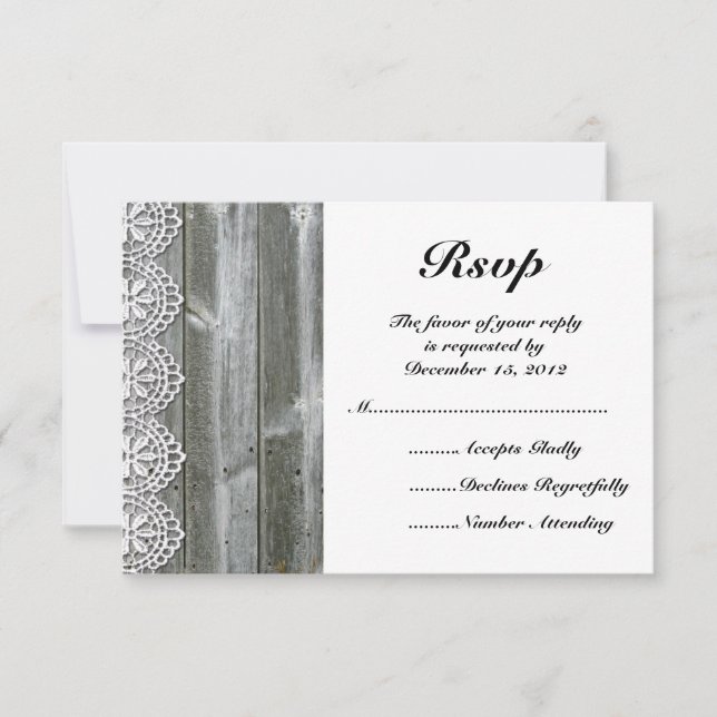 Rustic Lace and Barn Wood Weding RSVP (Frente)