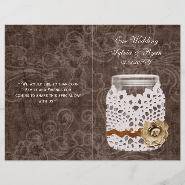 Rustic Lace Invadiu Casamento Mason Jar (Frente)