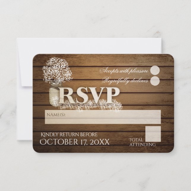 Rustic Ladder Love Baby's Breath RSVP Wedding (Frente)