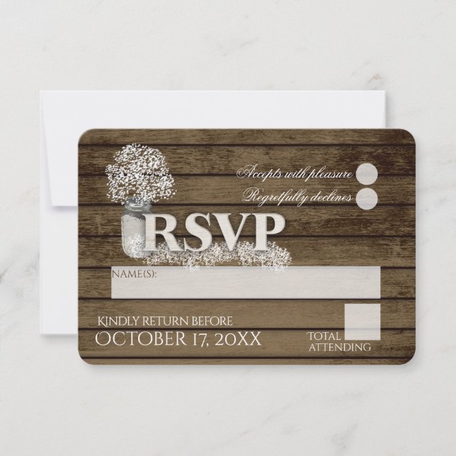 Rustic Ladder Love Baby's Breath RSVP Wedding (Frente)