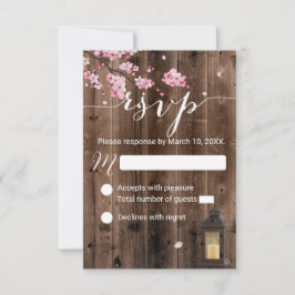 Rustic Lantern Pink Floral Weding RSVP