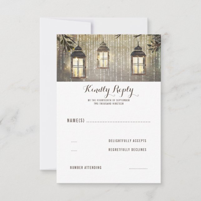 Rustic Lanterns Country Weding RSVP (Frente)
