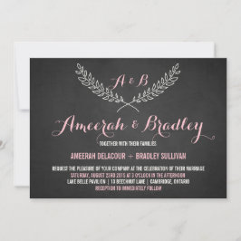 Rustic Laurel Wreath Monogramas Convite para Casam