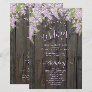 Rustic Lilacs sobre o Programa de Casamento do Or