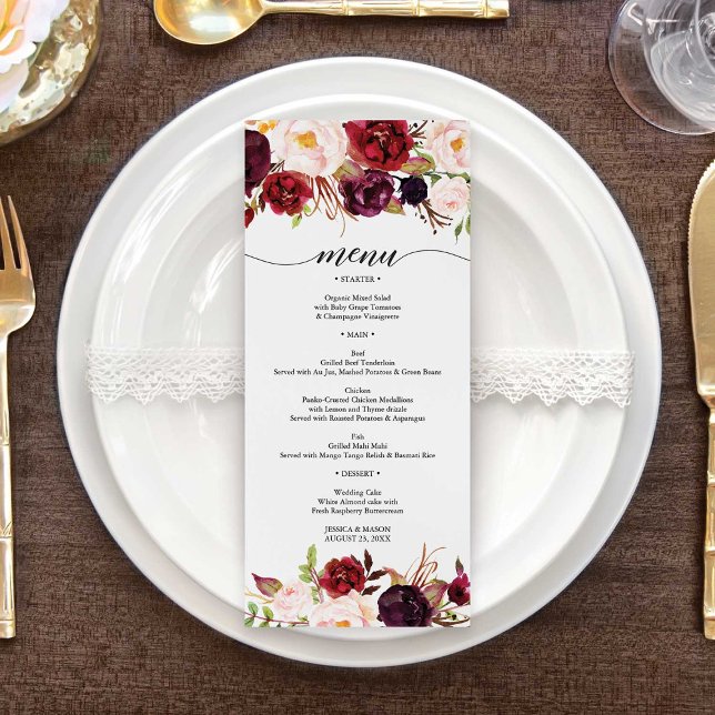 Rustic Marsala Burgundy Obrigado E Menu (Criador carregado)