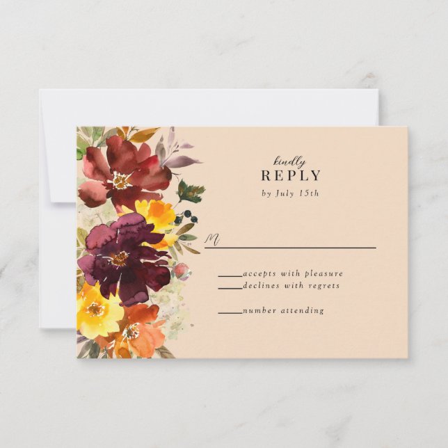 Rustic Marsala Burnt Orange Fall Wreath RSVP Card (Frente)