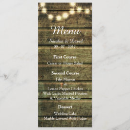 Rustic Mason Jar String de Luzes Menu Casamento