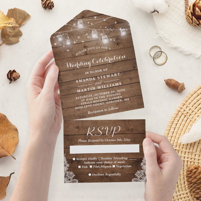 Rustic Mason Jar String Luz Campo Casamento (Criador carregado)