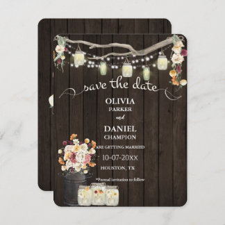 Rustic Mason Jar String Luzes Aquarela Flores