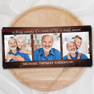 Rustic Memorial 3 Foto Funeral Prayer Bookmark