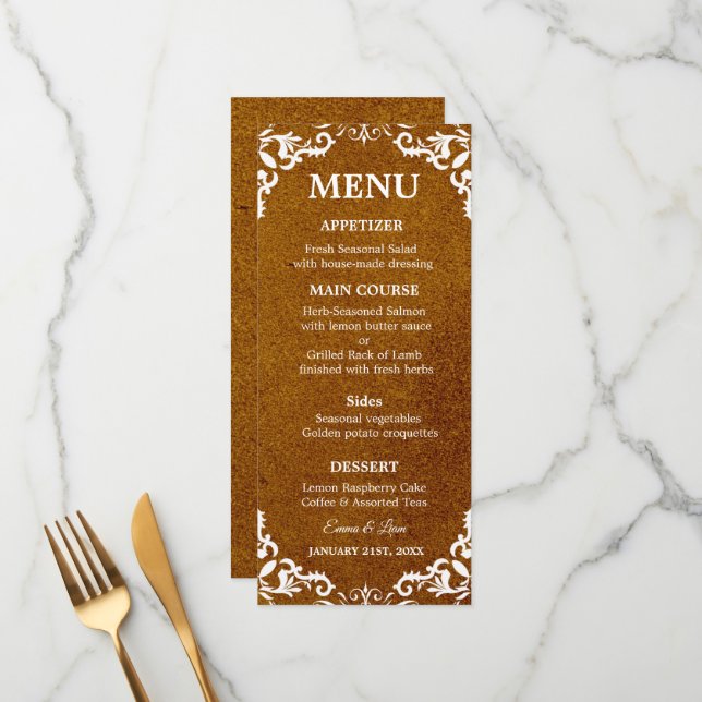 Rustic Mexican Wedding Menu Card (Frente/Verso In Situ)