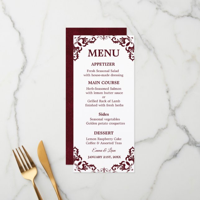 Rustic Mexican Wedding Menu Card (Frente/Verso In Situ)
