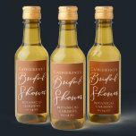Rustic Minimalist Bridal Shower Personalized Mini<br><div class="desc">This rustic burnt orange bridal shower mini wine label features beautiful white typography for an autumn party featuring boho colors for a fall wedding. Minimalist white typography for a bohemian bride.</div>