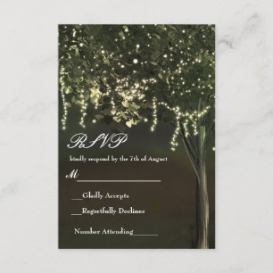 Rustic Mossy Lighted Tree Weding RSVP