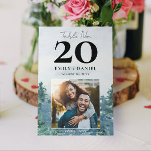 Rustic Mounains WedTable Number w/Photo 5x7