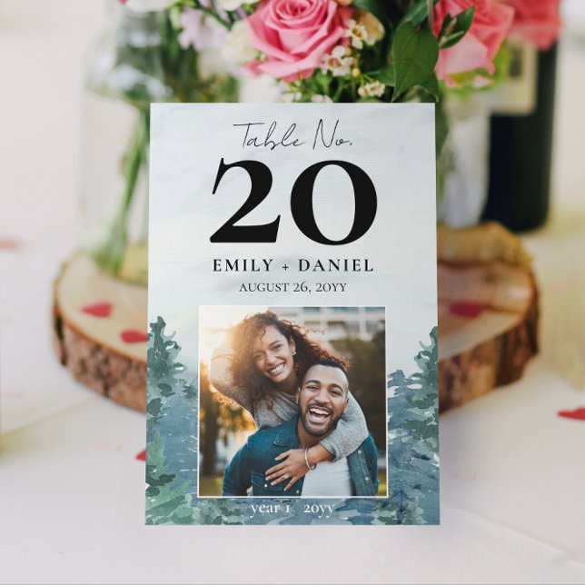 Rustic Mounains WedTable Number w/Photo 5x7 (Choose your size and style for these Rustic Mountain Wedding Table Numbers (with Photo!))