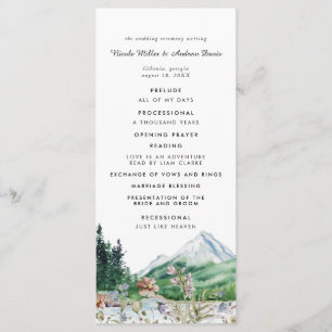 Rustic Mountain Floral Programa de Cerimônia de
