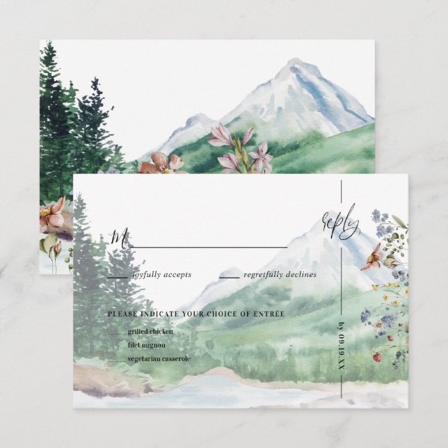 Rustic Mountain Wildflower | RSVP Boho Wedding (Frente/Verso)