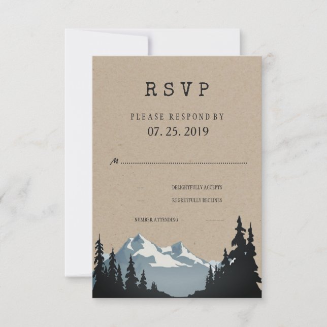 Rustic Mountain Woodland Forest Casamento RSVP (Frente)