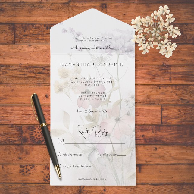 Rustic Muted Wildflower on White No Janto (Criador carregado)