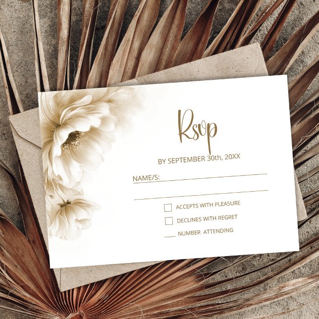 Rustic Neutral Floral Wedding RSVP (Criador carregado)