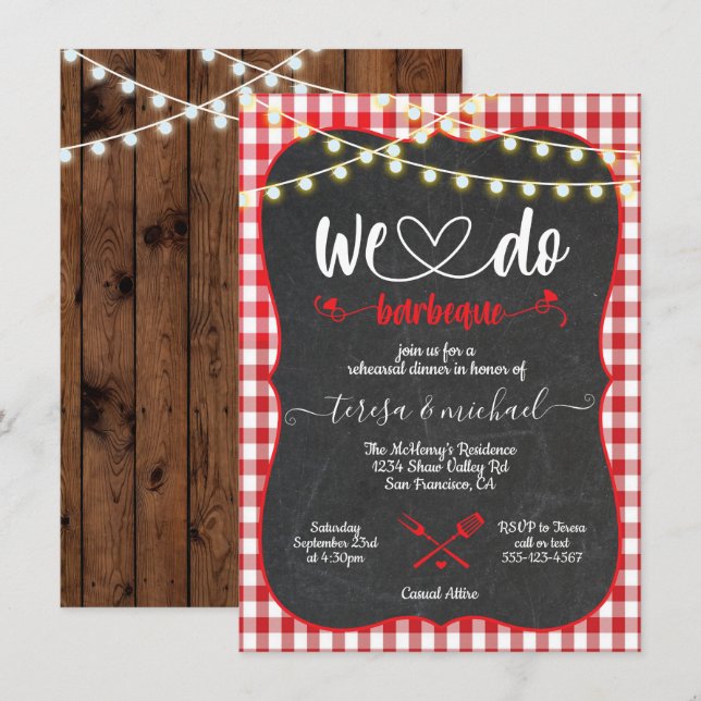 Rustic Nós fazemos convites para Noivados Barbecue (Frente/Verso)