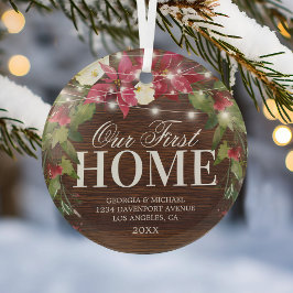Rustic Nosso Primeiro Ornamento De Vidro De Natal
