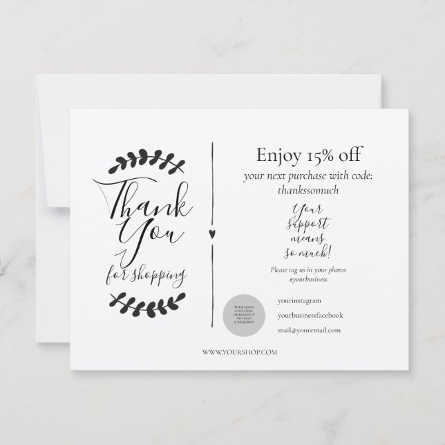 Rustic Obrigado Por Comprar Cartão De Desconto (Frente)