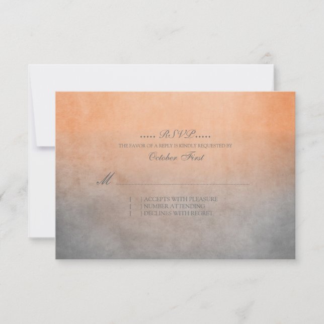 Rustic Orange and Cinza Bohemian Weding RSVP (Frente)