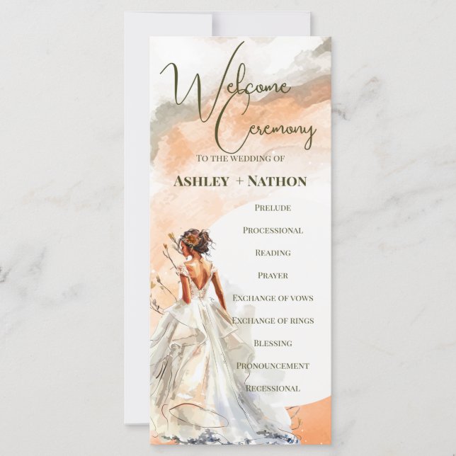 Rustic Orange Boho sunset Cerimônia de Casamento d (Frente)