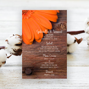 Rustic Orange Daisy Country Barn WedMenu