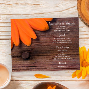Rustic Orange Daisy Country Western WedMenu