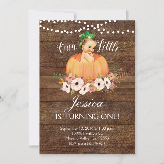 Rustic Our Pumpkin está transformando um Convite (Frente)