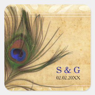Rustic Peacock Feather favorece adesivos