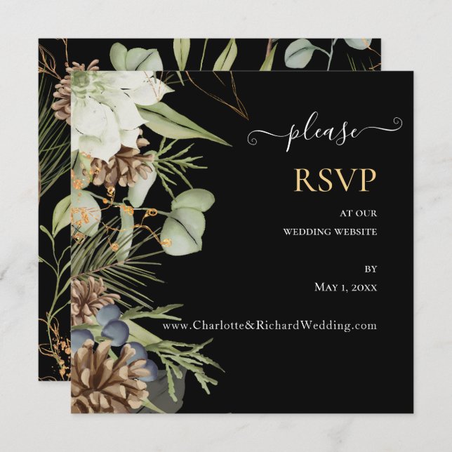 Rustic Pinecones no Site do Casamento Negro (Frente/Verso)