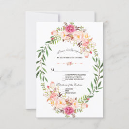 Rustic Pink Blush Floral Bloom Weding RSVP