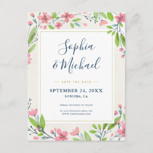 Rustic Pink Floral Salvar O Convite De Data