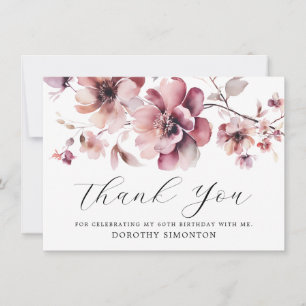 Rustic Pink Wildflower 60º Aniversário Obrigado