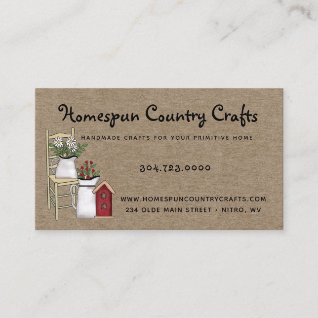 Rustic Primitive Country Kraft Cartão de visita (Frente)